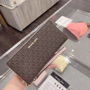 MK JST LG CONTINENTAL WALLET WRISTLET Powder Blush